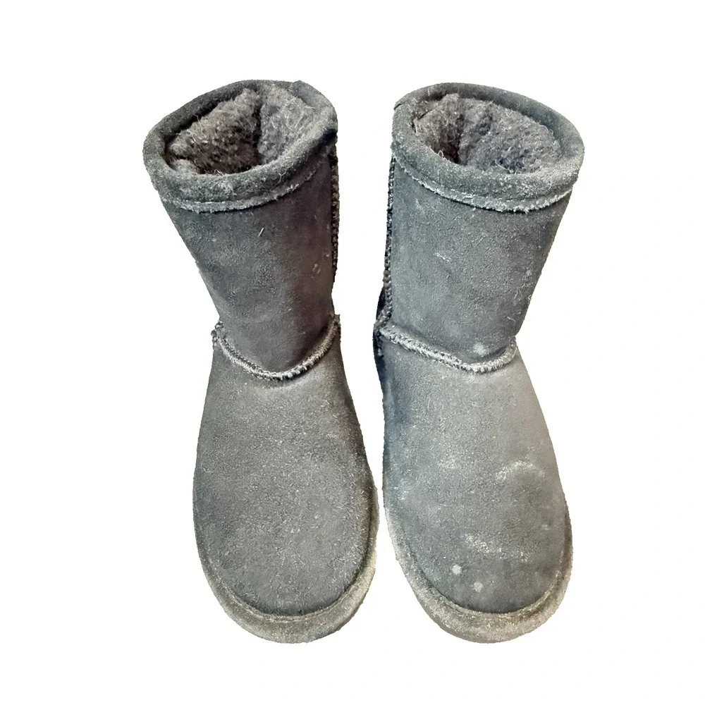 Bearpaw Girls Black Suede Emma Winter Boots Size 10 Shoes